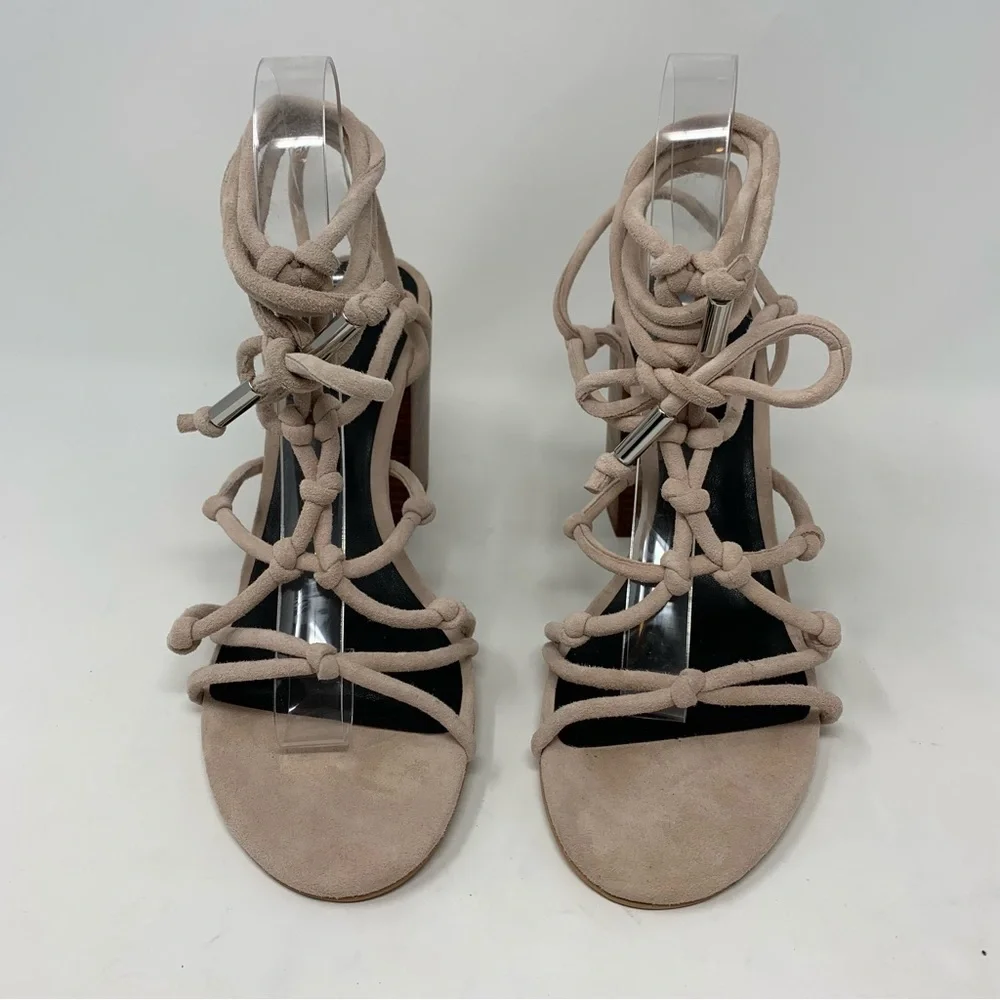 Rebecca Minkoff Sandals Heels Carmela Lace-up Knotted Pink Nude Blush Size 9.5